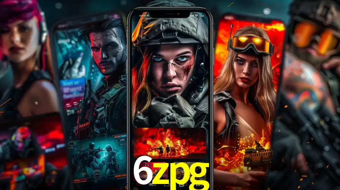 Montagem de telas de celular mostrando diversos personagens, masculinos e femininos, de um jogo de tiro, ilustrando a diversidade de equipes de e-sports para apostar no 6zpg.