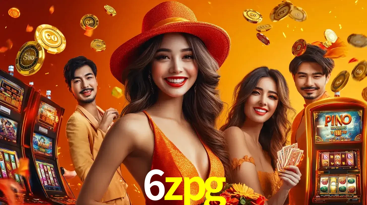 Grupo de amigos asiáticos sorrindo e se divertindo com máquinas de caça-níqueis em um ambiente festivo, celebrando suas vitórias nos jogos de cassino do 6zpg.